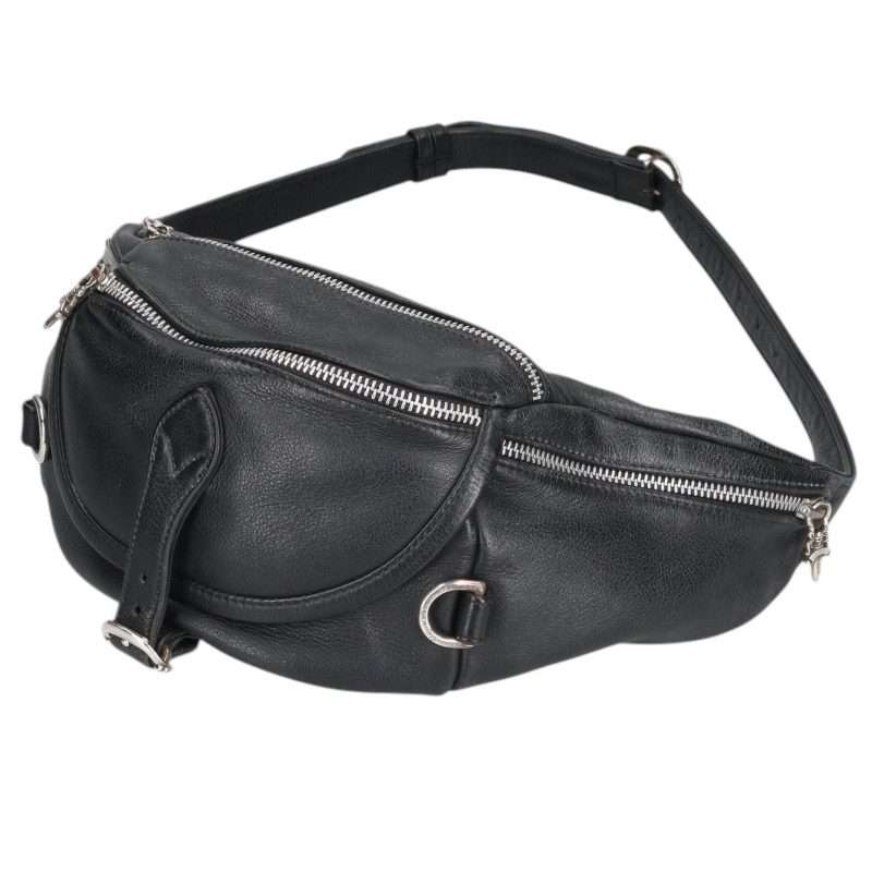 Chrome Hearts #1 SNAT PACK Leather Dagger Zip Black Silver Bag
