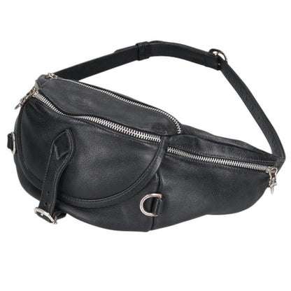 Chrome Hearts #1 SNAT PACK Leather Dagger Zip Black Silver Bag
