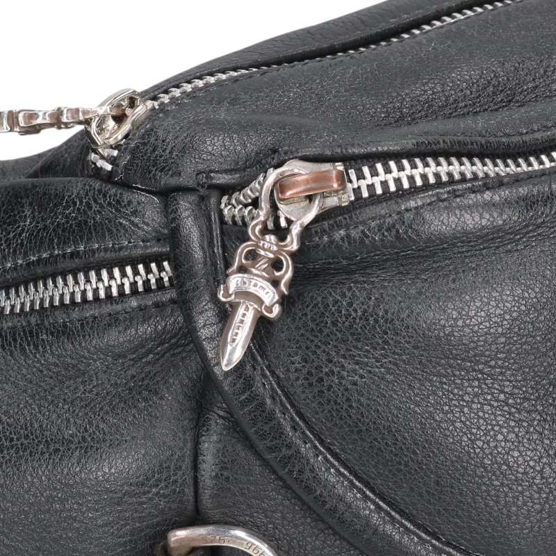 Chrome Hearts #1 SNAT PACK Leather Dagger Zip Black Silver Bag