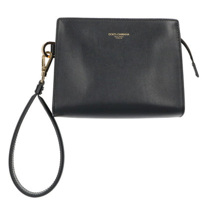 DOLCE & GABBANA Calfskin Leather Pouch Black Size ONE SIZE