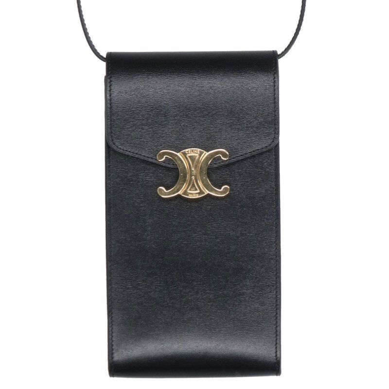 CELINE Triomphe Leather Mobile Pouch Size ONE SIZE