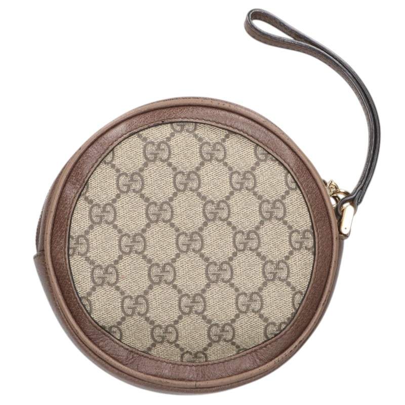 GUCCI GG Canvas Leather Pouch Brown/Beige Size ONE SIZE