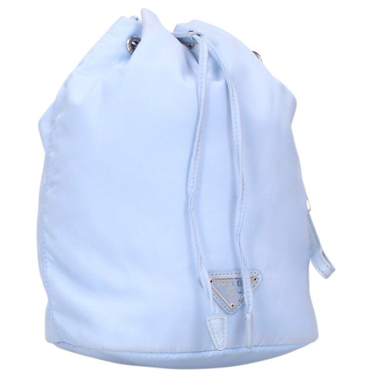 PRADA Re-Nylon Triangle Logo Pouch Light Blue Size ONE SIZE