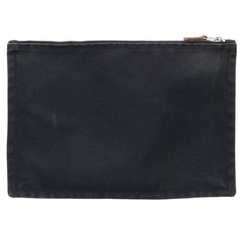 HERMES Yachting Cotton Front Print Pouch Black Size ONE SIZE