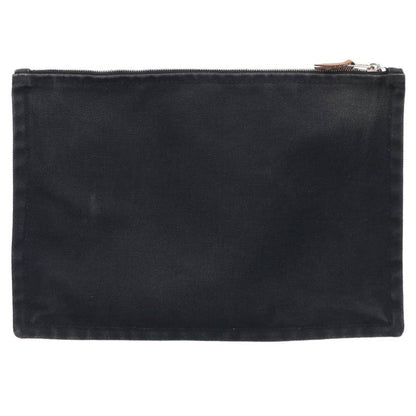 HERMES Yachting Cotton Front Print Pouch Black Size ONE SIZE
