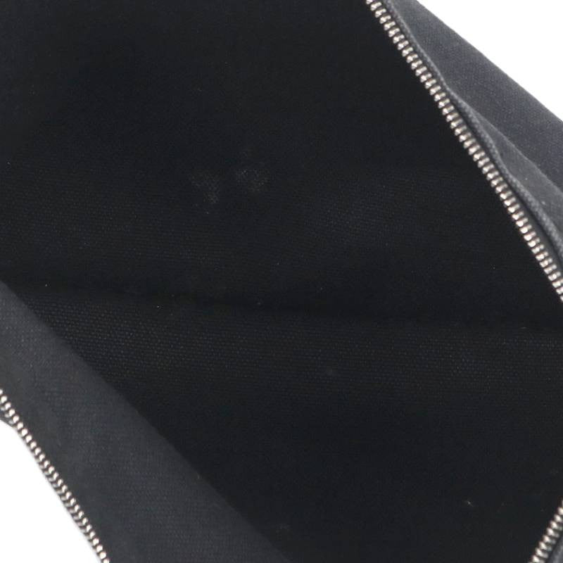 HERMES Yachting Cotton Front Print Pouch Black Size ONE SIZE