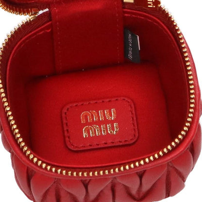 miumiu Matelassé Keyring Pouch Red Size ONE SIZE
