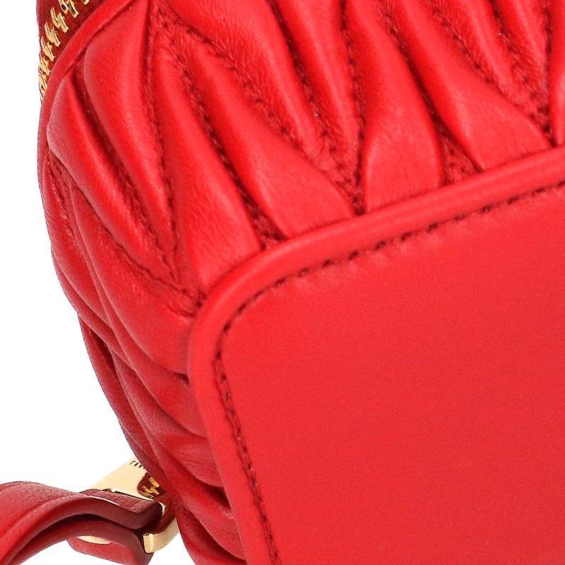 miumiu Matelassé Keyring Pouch Red Size ONE SIZE