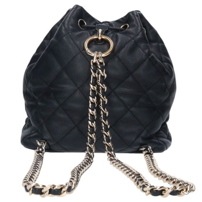 CHANEL Lambskin Matelassé Backpack Black Size ONE SIZE