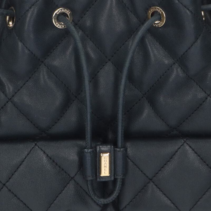 CHANEL Lambskin Matelassé Backpack Black Size ONE SIZE