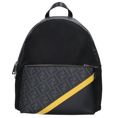 Fendi Monogram Nylon-Leather Backpack Black x Gray x Yellow