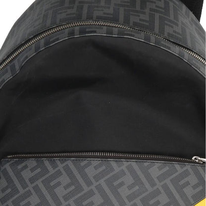 Fendi Monogram Nylon-Leather Backpack Black x Gray x Yellow