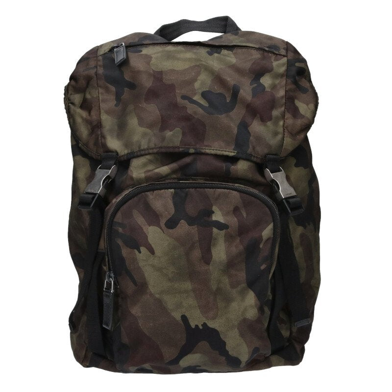 Prada V135 Triangle Logo Camo Nylon Backpack