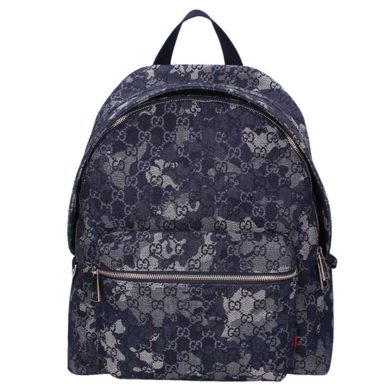 GUCCI GG Pattern Denim Backpack Navy