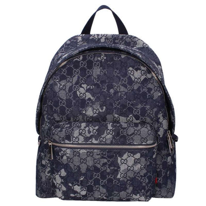 GUCCI GG Pattern Denim Backpack Navy