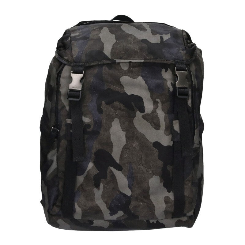 PRADA Triangle Plate Nylon Daypack Gray Size ONE SIZE