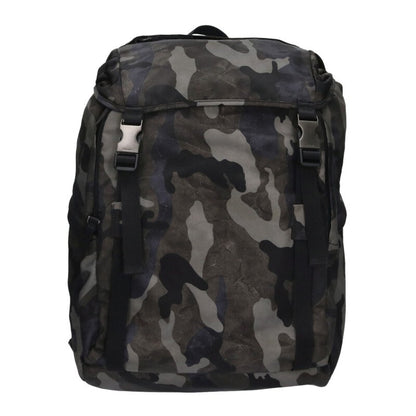 PRADA Triangle Plate Nylon Daypack Gray Size ONE SIZE