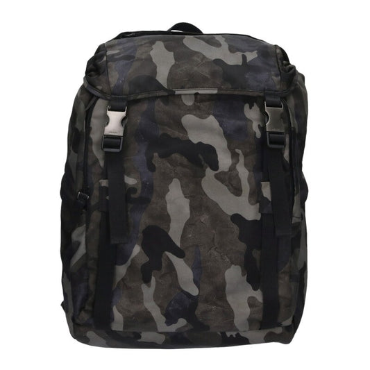 PRADA Triangle Plate Nylon Daypack Gray Size ONE SIZE