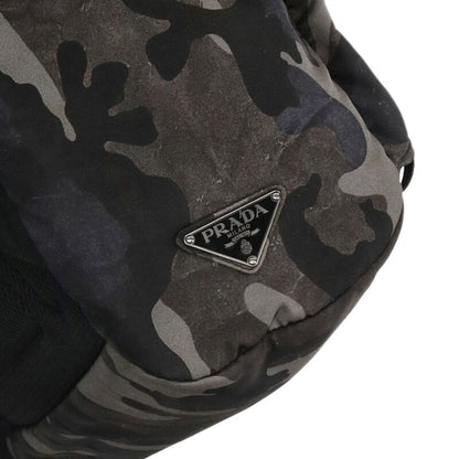 PRADA Triangle Plate Nylon Daypack Gray Size ONE SIZE
