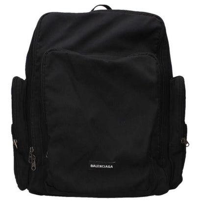 Balenciaga Logo Nylon Canvas Backpack Black