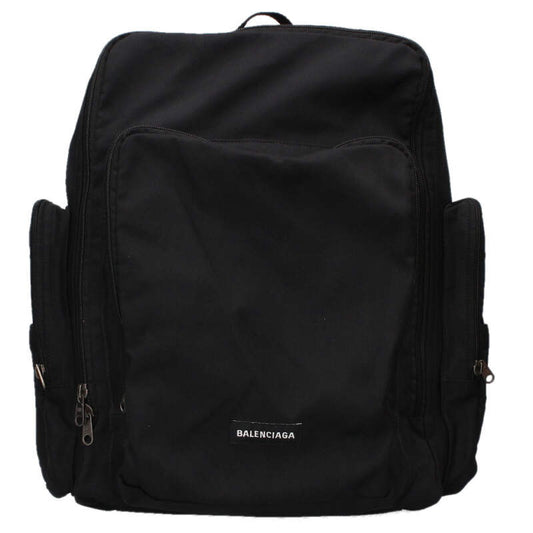 Balenciaga Logo Nylon Canvas Backpack Black