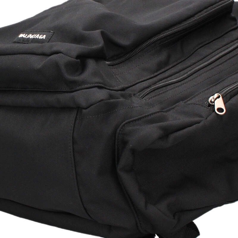 Balenciaga Logo Nylon Canvas Backpack Black