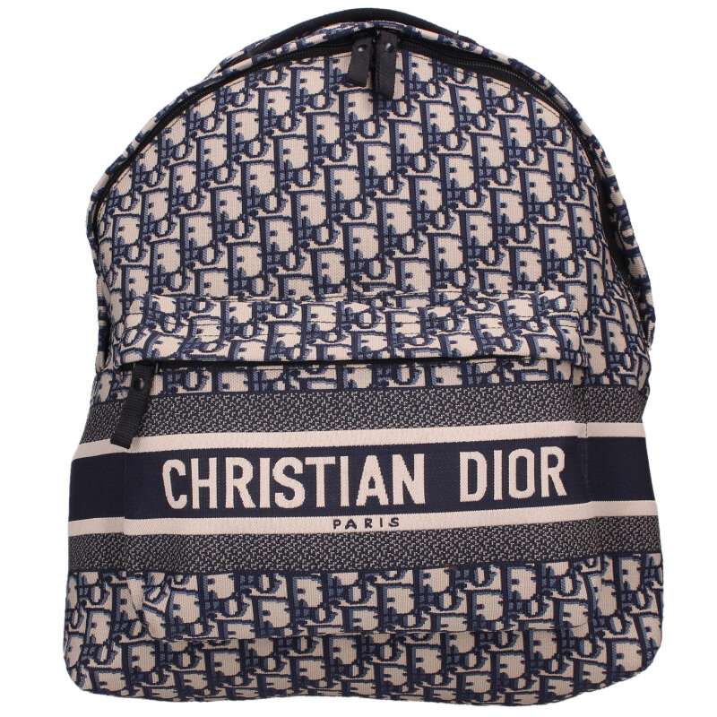 DIOR Oblique Jacquard Backpack Navy Size ONE SIZE