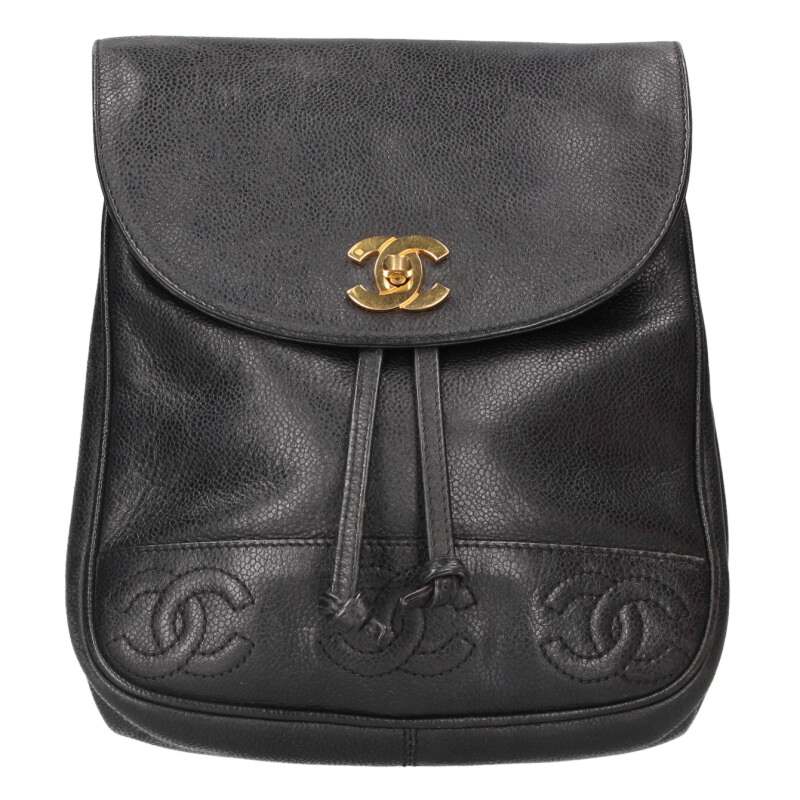 CHANEL Triple Coco Rucksack Black Gold Size ONE SIZE