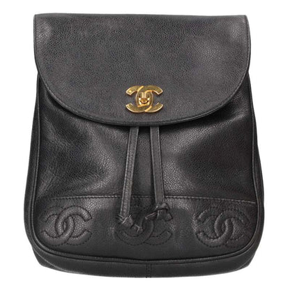 CHANEL Triple Coco Rucksack Black Gold Size ONE SIZE