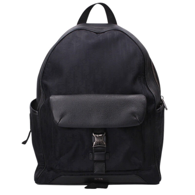 DIOR Oblique Leather Trim Nylon Rucksack Black Size ONE SIZE