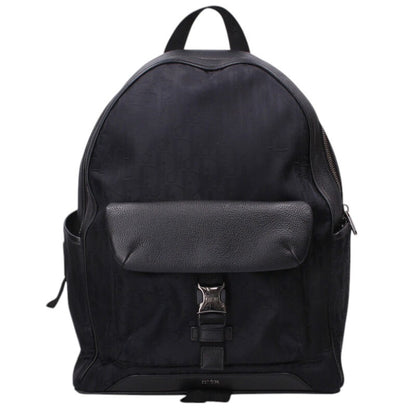 DIOR Oblique Leather Trim Nylon Rucksack Black Size ONE SIZE