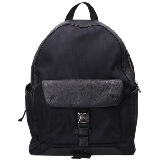 DIOR Oblique Leather Trim Nylon Rucksack Black Size ONE SIZE