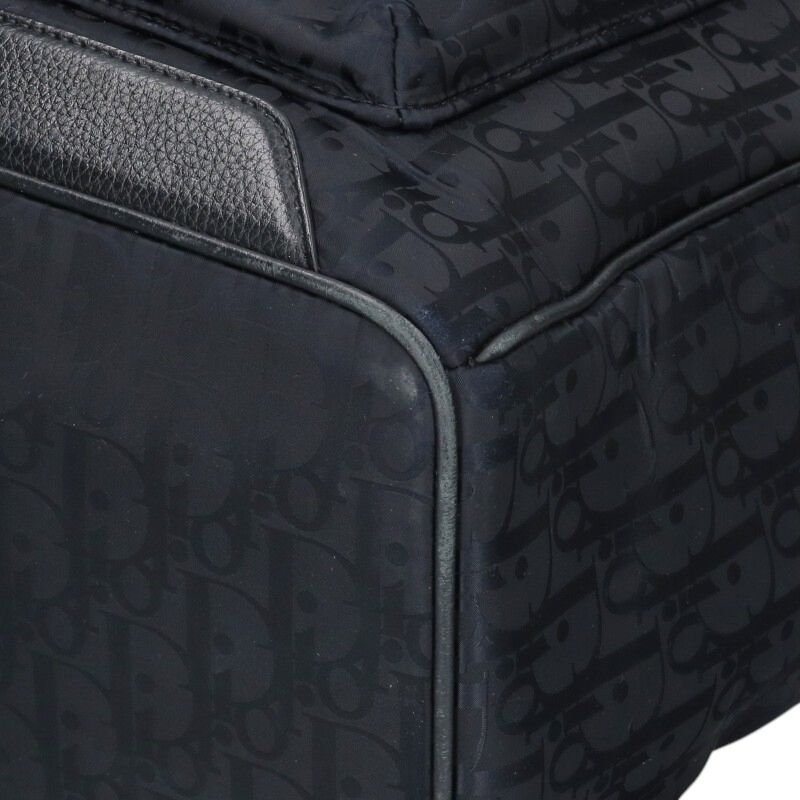 DIOR Oblique Leather Trim Nylon Rucksack Black Size ONE SIZE
