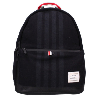 THOM BROWNE 4BAR Leather Trim Wool Backpack Size ONE SIZE