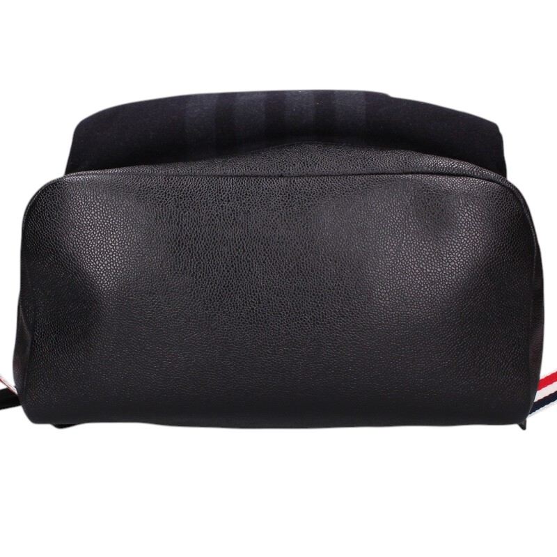 THOM BROWNE 4BAR Leather Trim Wool Backpack Size ONE SIZE