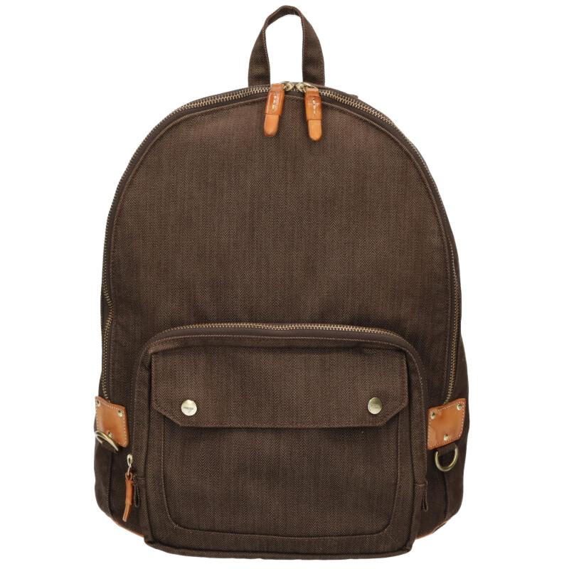 PORTER Herringbone Canvas Backpack Brown Size ONE SIZE