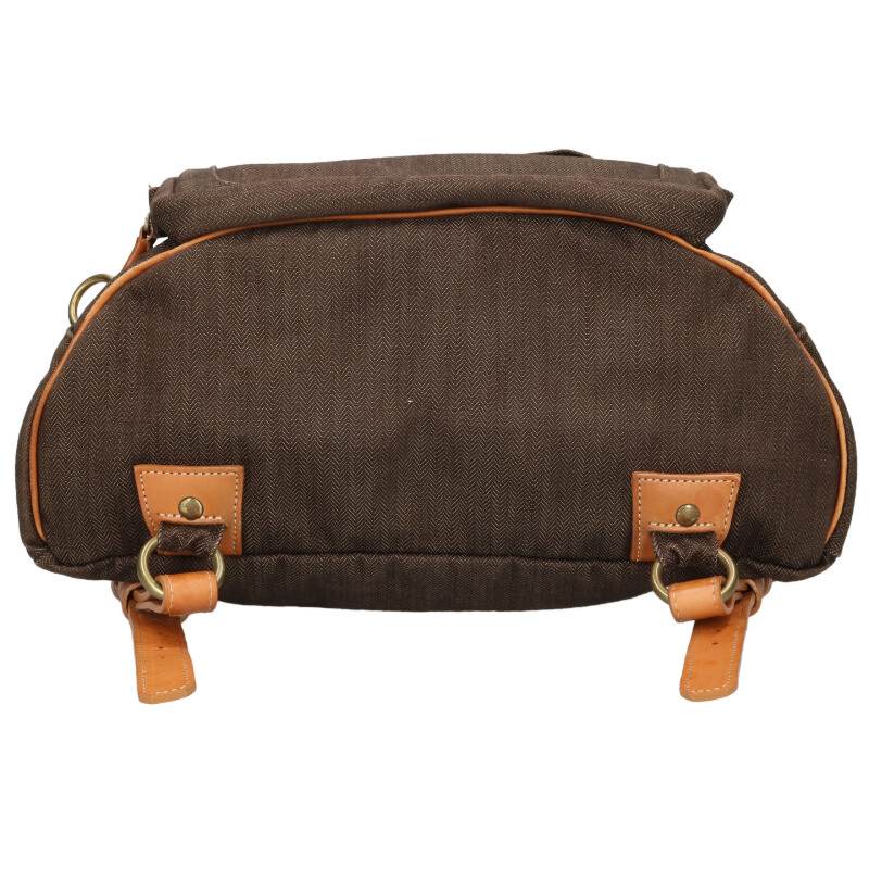 PORTER Herringbone Canvas Backpack Brown Size ONE SIZE