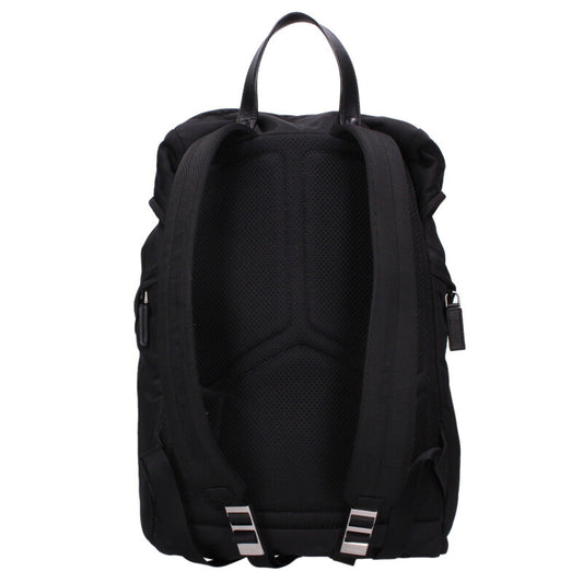 PRADA Re-Nylon Triangle Plate Backpack Black Size ONE SIZE