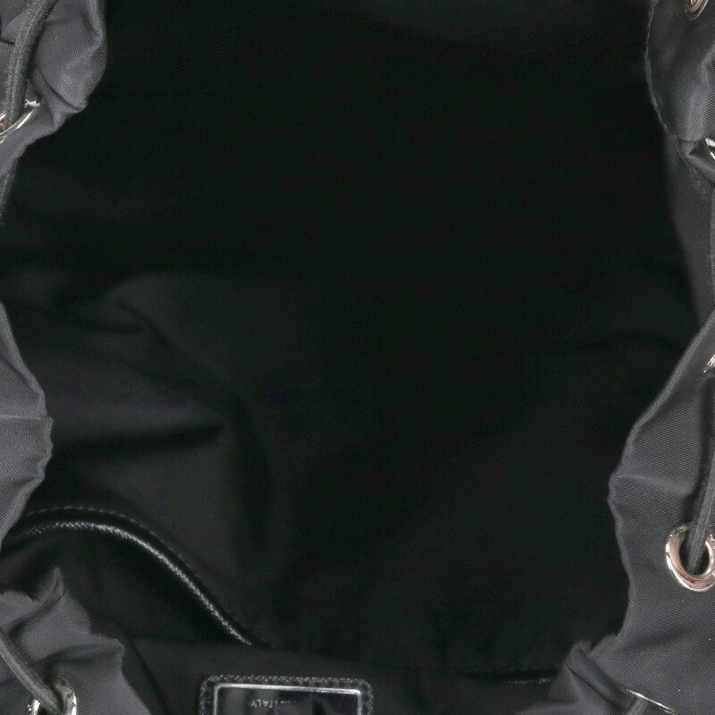 PRADA Re-Nylon Triangle Plate Backpack Black Size ONE SIZE