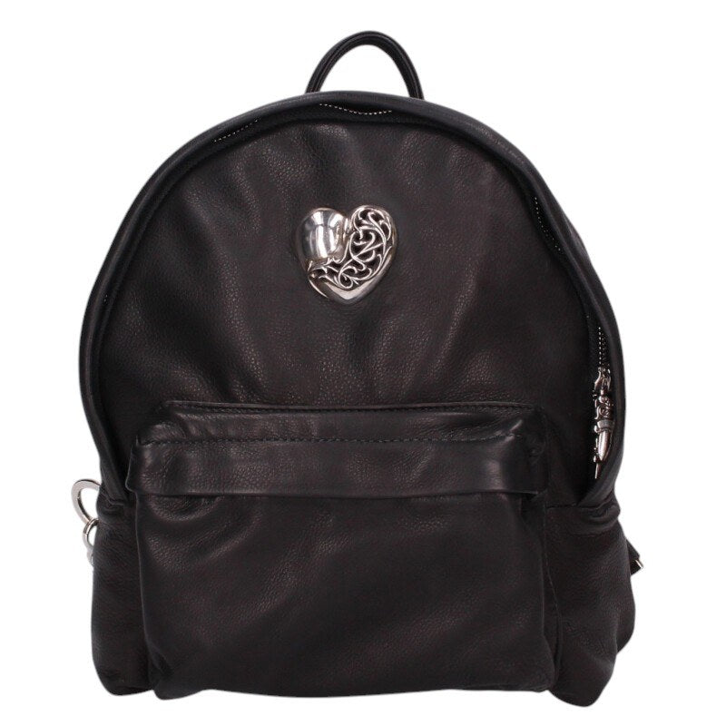 Chrome Hearts Heart Leather Backpack Black Size ONE SIZE