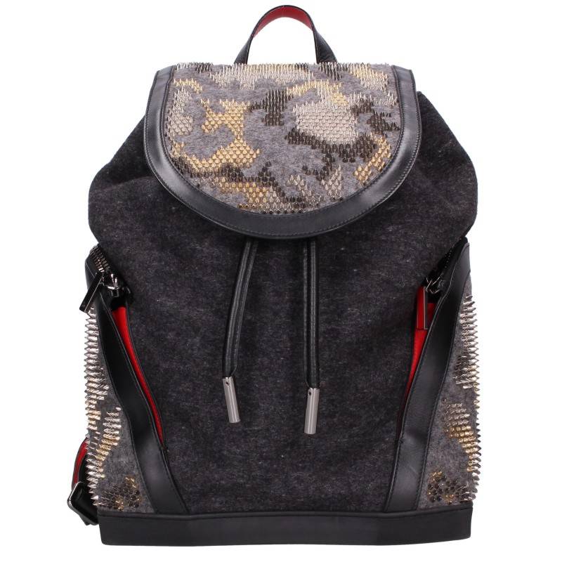 Christian Louboutin Explorafunk Backpack Gray Size ONE SIZE