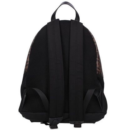 FENDI Zucca Nylon Leather Panel Backpack Black Size ONE SIZE