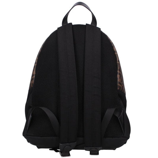FENDI Zucca Nylon Leather Panel Backpack Black Size ONE SIZE
