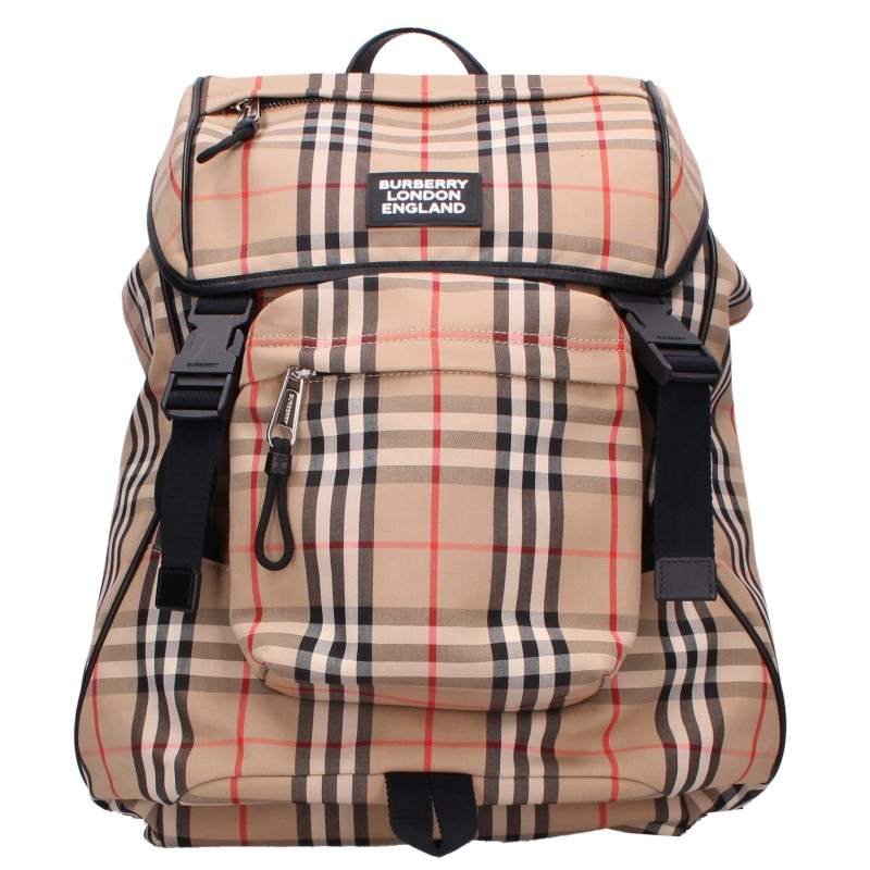 Burberry Rubber Logo Nova Check Backpack Beige Size ONE SIZE