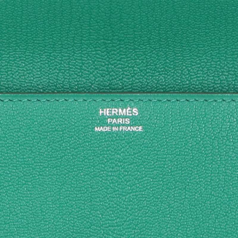 HERMES Cinhetic Chevre Clutch Bag Green/Silver Size ONE SIZE