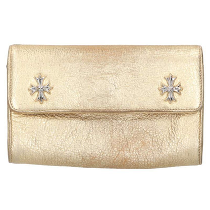 Chrome Hearts #4 Wave Quilted Leather Clutch Gold/Silver