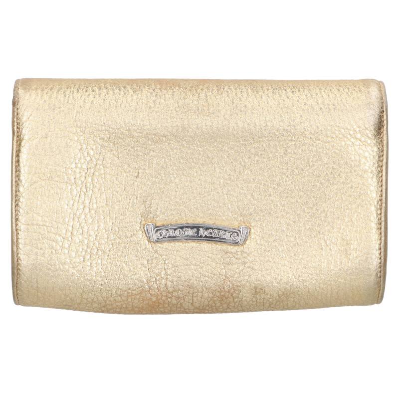 Chrome Hearts #4 Wave Quilted Leather Clutch Gold/Silver