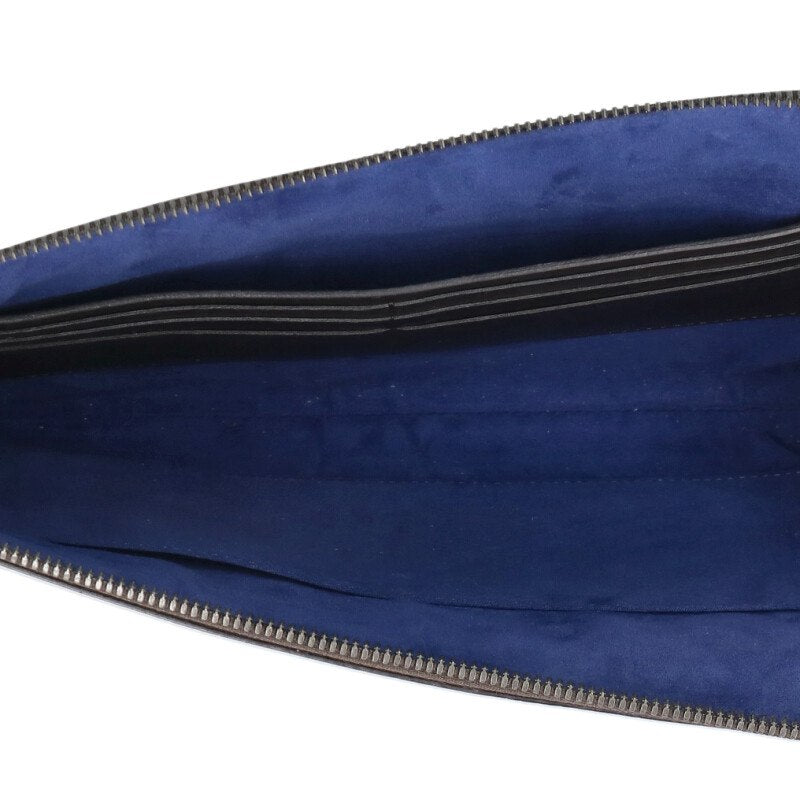 Berluti Calligraphy Leather Clutch Bag Brown Size ONE SIZE