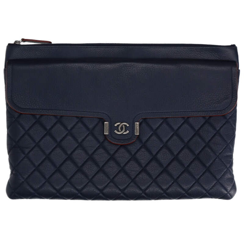 CHANEL Matelasse Coco Mark Lambskin Clutch Bag Size ONE SIZE