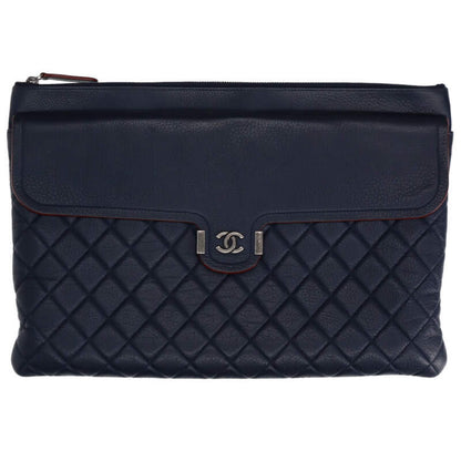 CHANEL Matelasse Coco Mark Lambskin Clutch Bag Size ONE SIZE